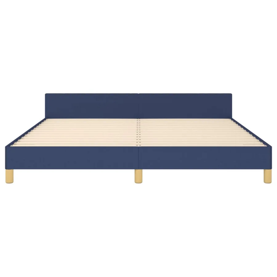 Cadre de lit sans matelas bleu 160x200 cm tissu - 6