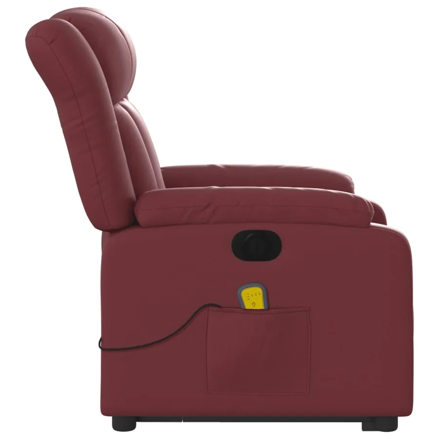 Fauteuil inclinable de massage électrique rouge bordeaux - 10
