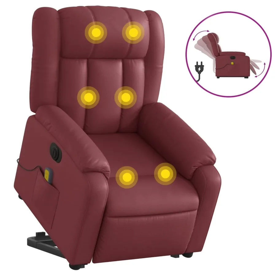 Fauteuil inclinable de massage électrique rouge bordeaux - 2