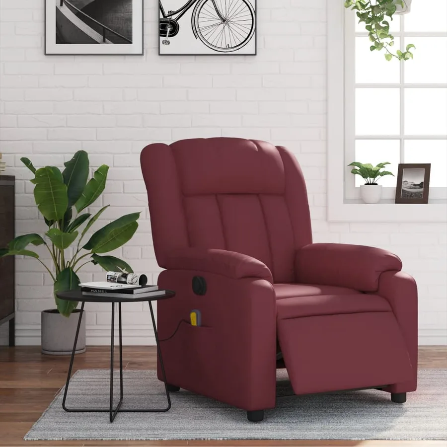 Fauteuil de massage inclinable électrique rouge bordeaux - 16