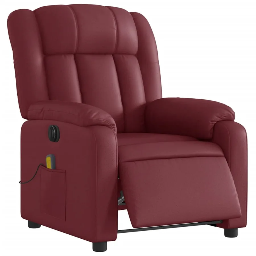 Fauteuil de massage inclinable électrique rouge bordeaux - 3