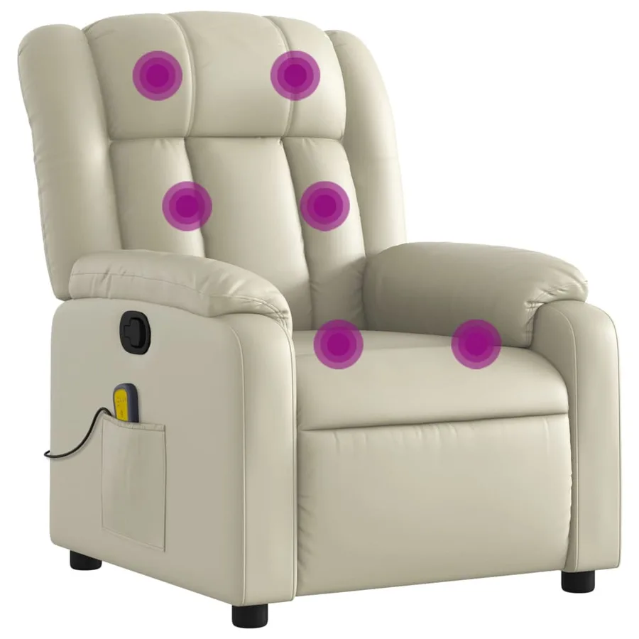 Fauteuil de massage inclinable crème similicuir - 2