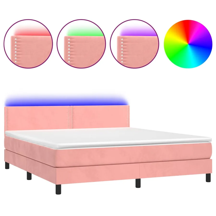 Sommier à lattes de lit avec matelas LED Rose 180x200 cm - 2