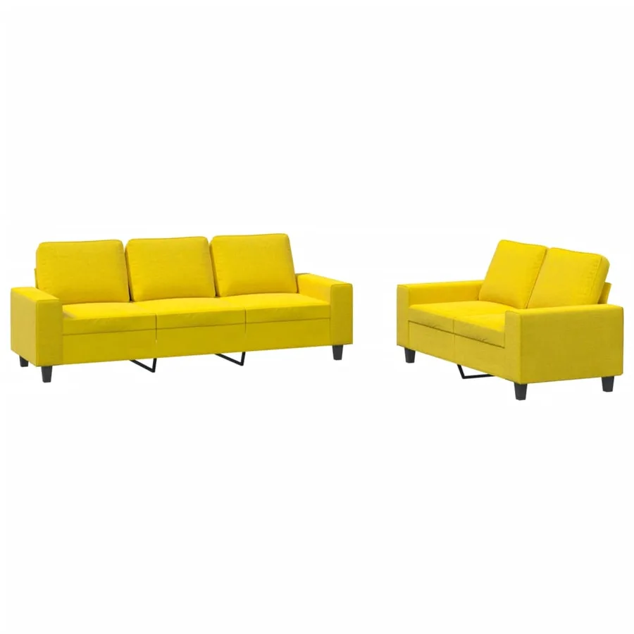 Ensemble de canapés 2 pcs jaune clair tissu - 2