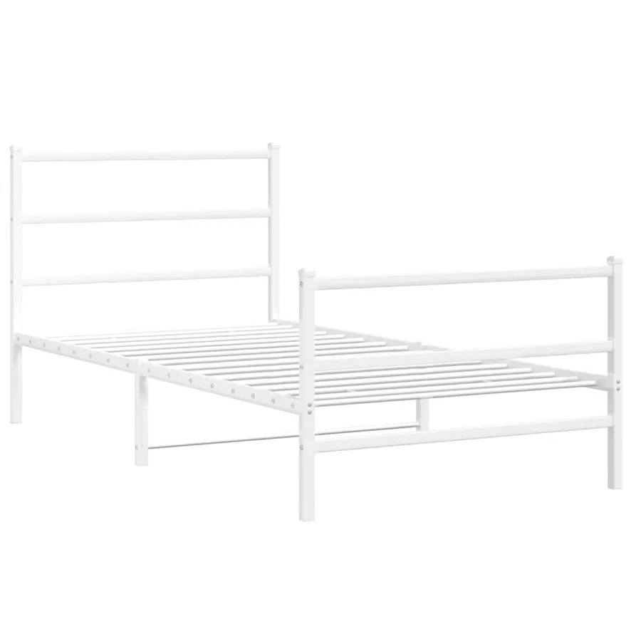 Cadre de lit métal sans matelas et pied de lit blanc 100x200 cm - 3