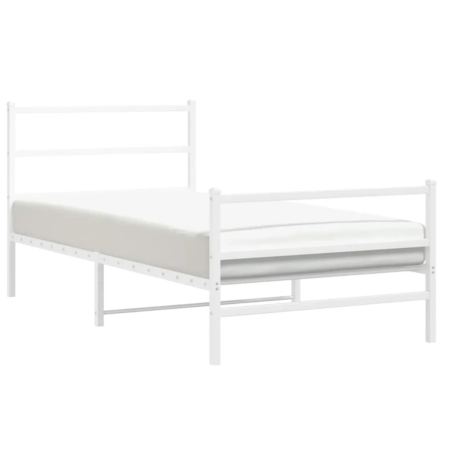 Cadre de lit métal sans matelas et pied de lit blanc 100x200 cm - 4