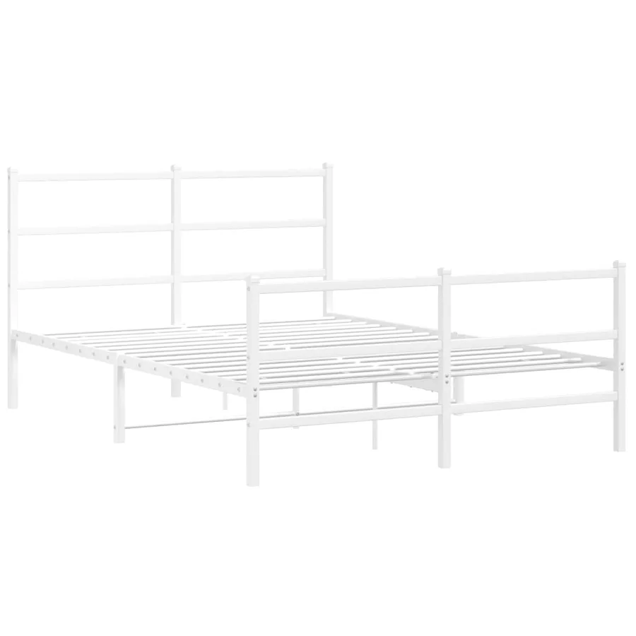 Cadre de lit métal sans matelas et pied de lit blanc 140x200 cm - 3