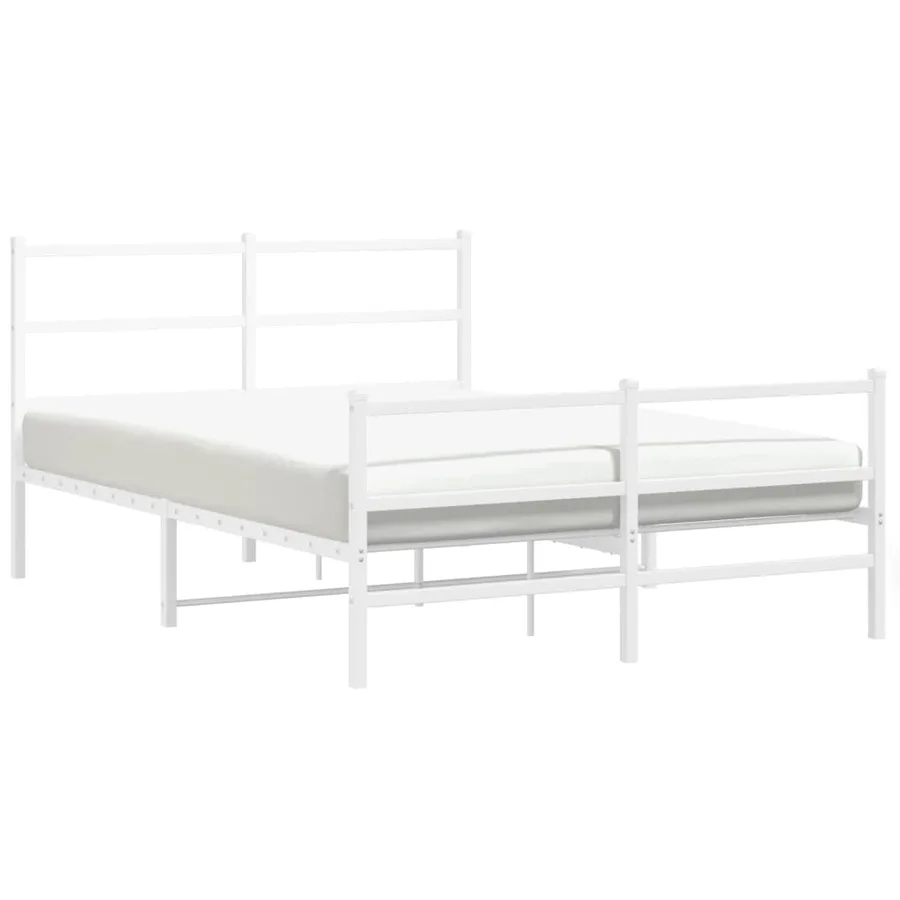 Cadre de lit métal sans matelas et pied de lit blanc 140x200 cm - 4