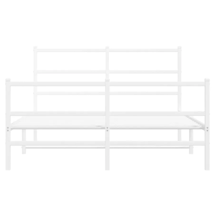 Cadre de lit métal sans matelas et pied de lit blanc 140x200 cm - 5