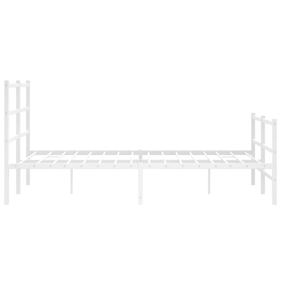 Cadre de lit métal sans matelas et pied de lit blanc 140x200 cm - 6