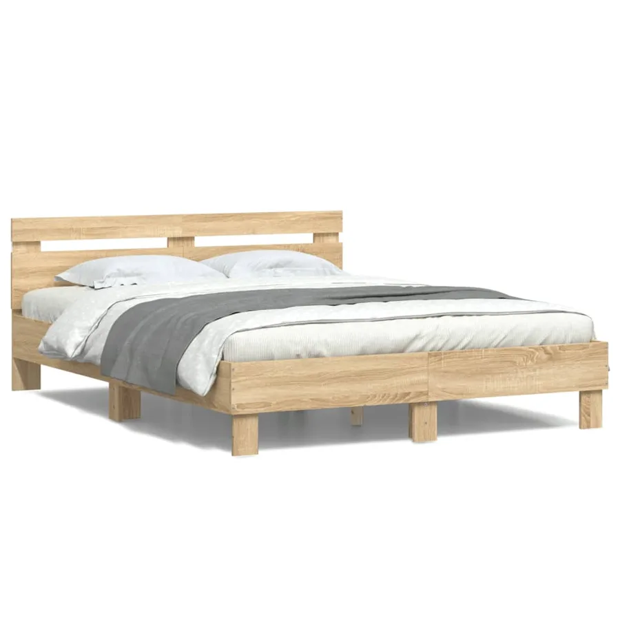 Cadre de lit avec LED sans matelas chêne sonoma 150x200 cm - 5