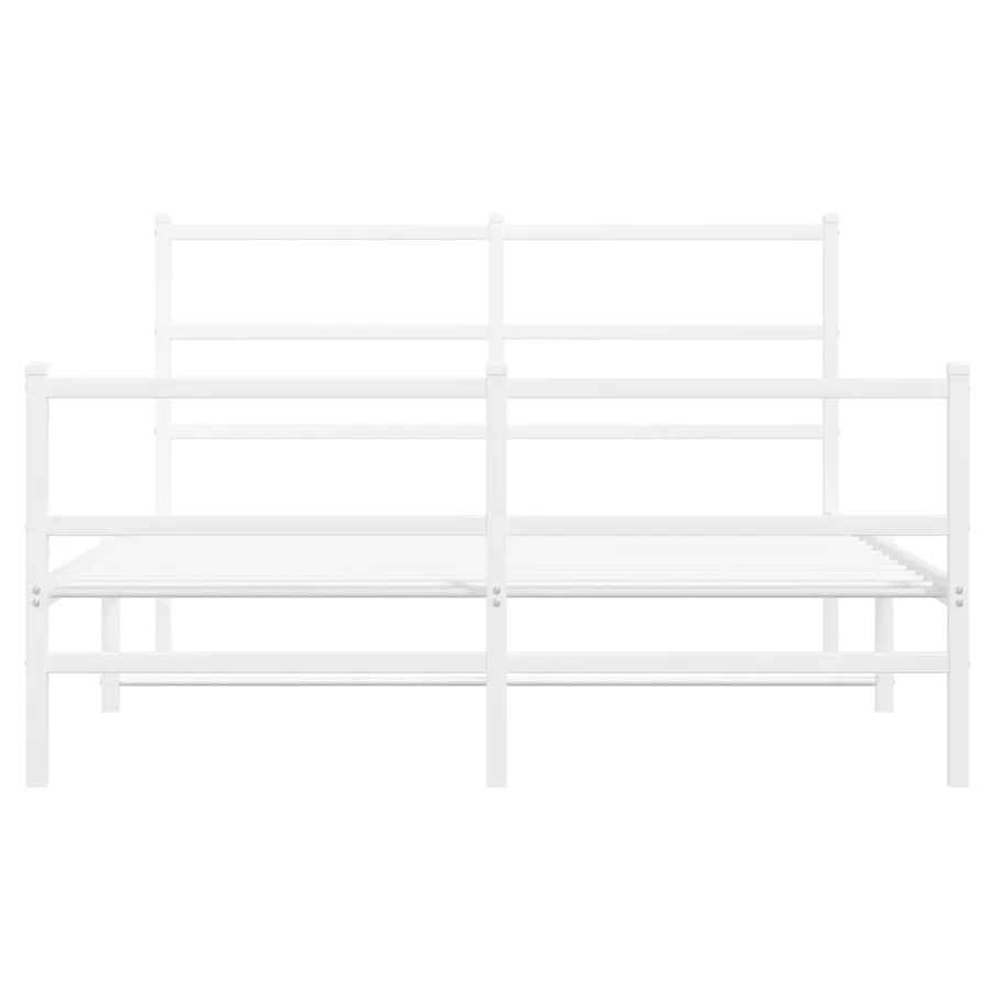 Cadre de lit métal sans matelas et pied de lit blanc 135x190 cm - 5