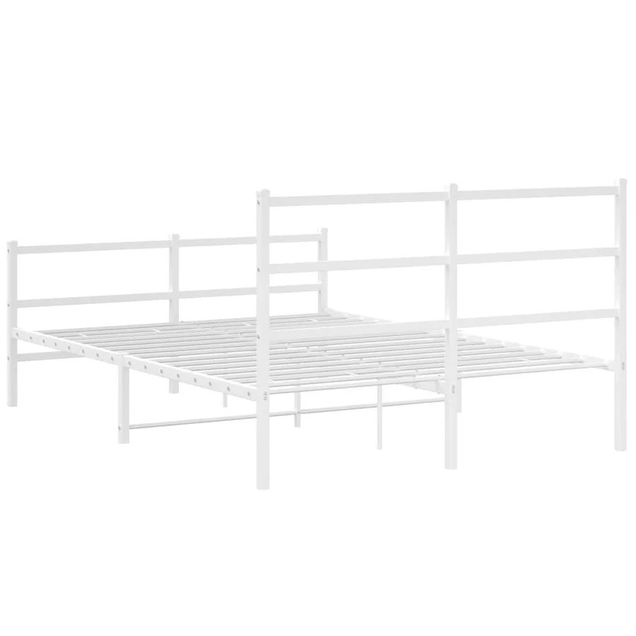 Cadre de lit métal sans matelas et pied de lit blanc 135x190 cm - 7