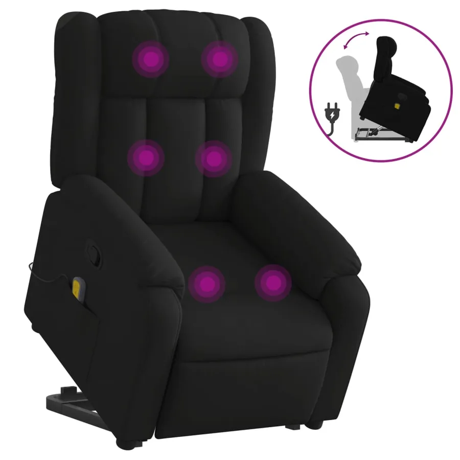 Fauteuil de massage inclinable Noir Tissu - 2