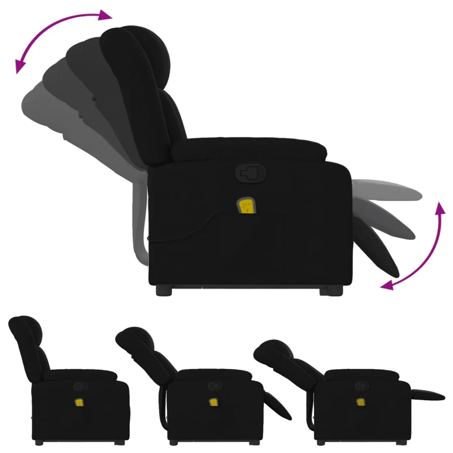 Fauteuil de massage inclinable Noir Tissu - 7