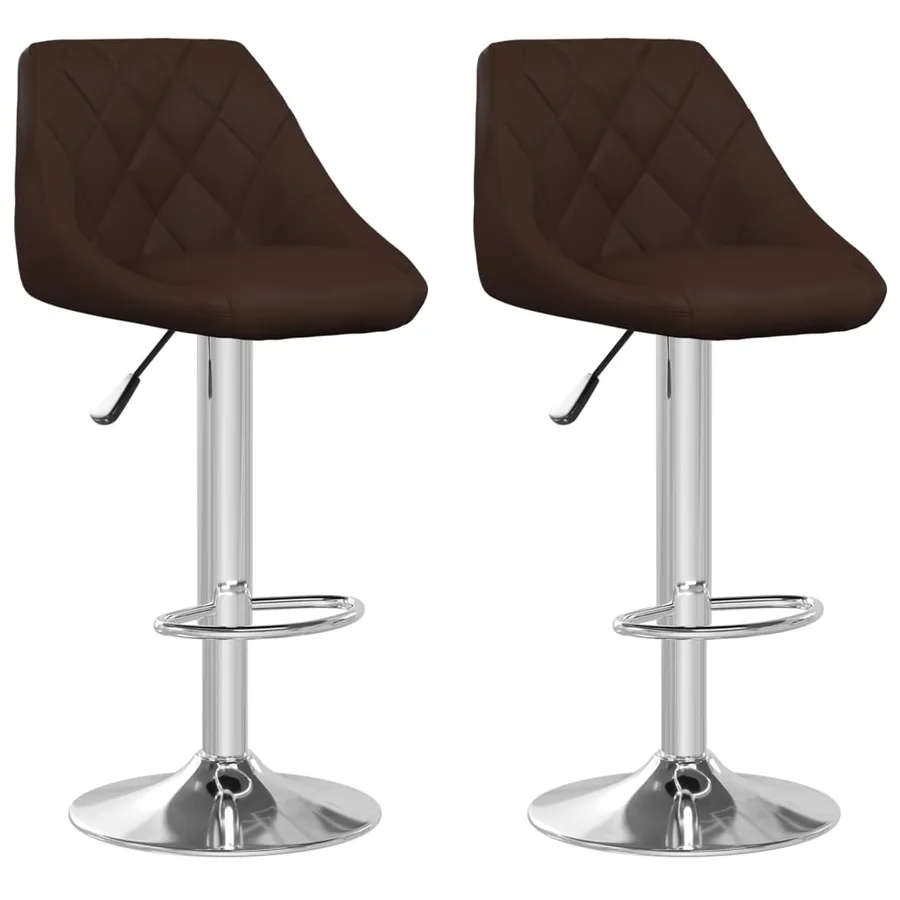Tabourets de bar lot de 2 marron similicuir - 2