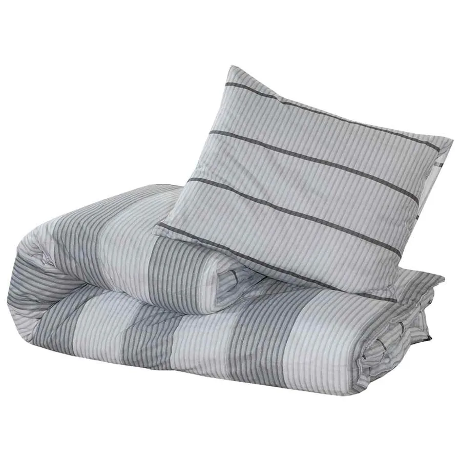 Ensemble de housse de couette Gris 155x220 cm Coton - 3