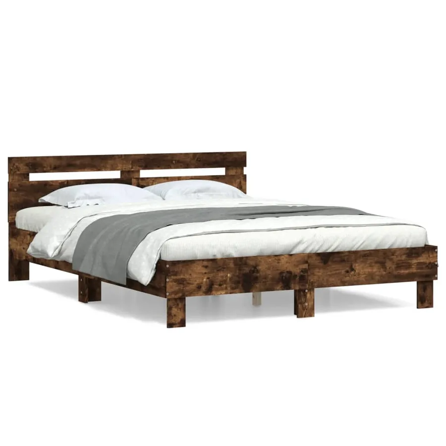 Cadre de lit sans matelas chêne fumé 140x190 cm - 2