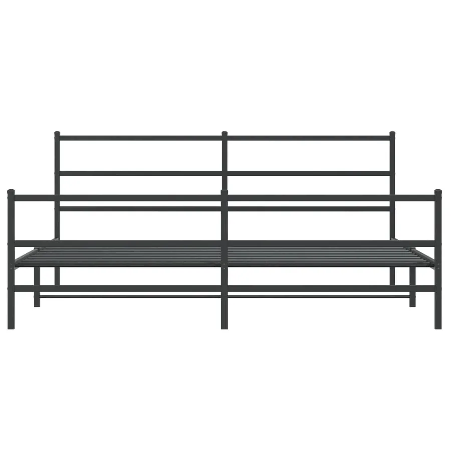 Cadre de lit métal sans matelas avec pied de lit noir 193x203cm - 5