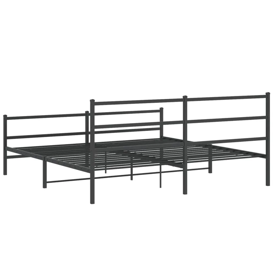 Cadre de lit métal sans matelas avec pied de lit noir 193x203cm - 7