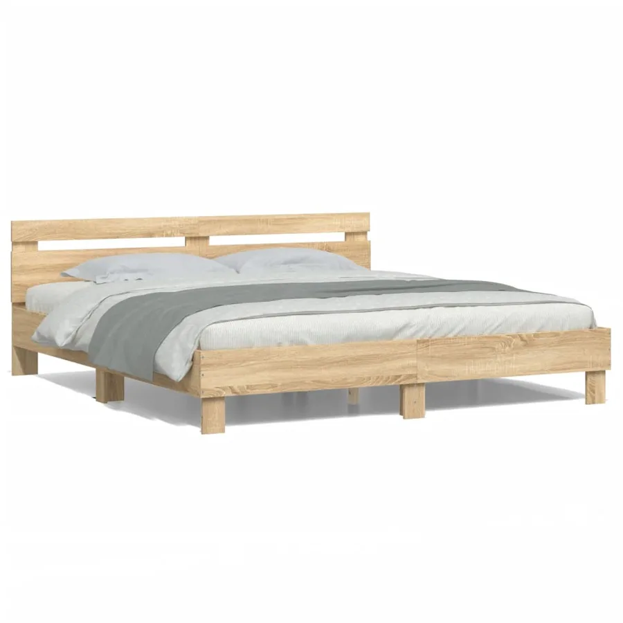Cadre de lit avec LED sans matelas chêne sonoma 200x200 cm - 5