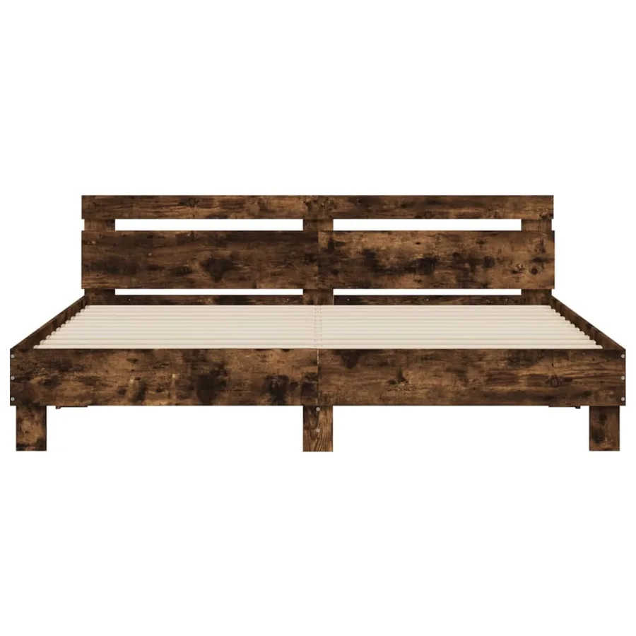Cadre de lit avec LED sans matelas chêne fumé 200x200 cm - 7