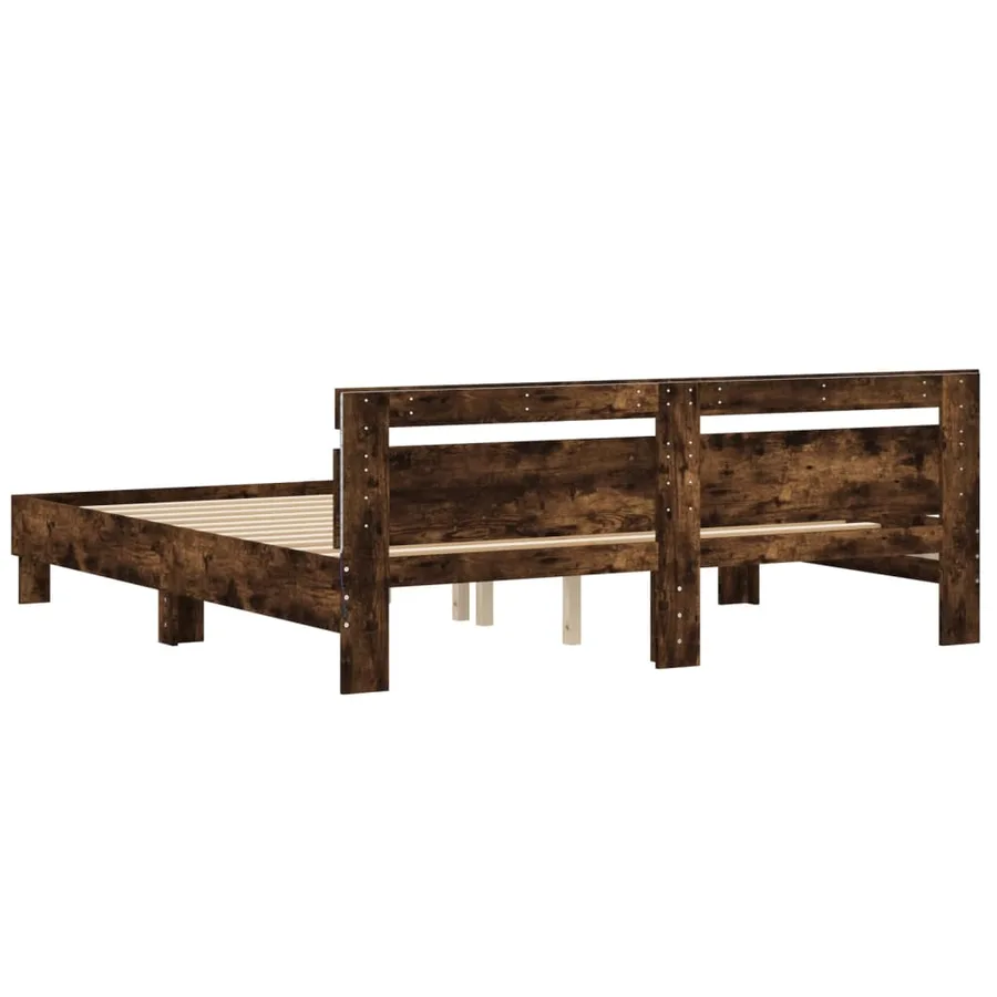 Cadre de lit avec LED sans matelas chêne fumé 200x200 cm - 9