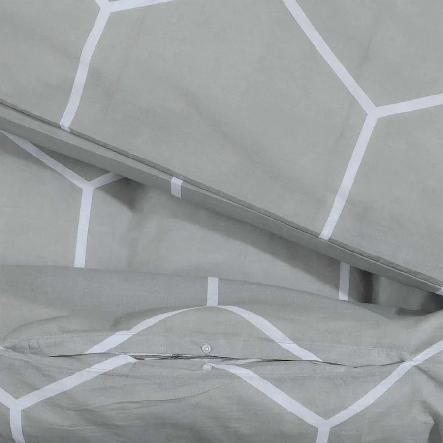 Ensemble de housse de couette Gris 135x200 cm Coton - 4