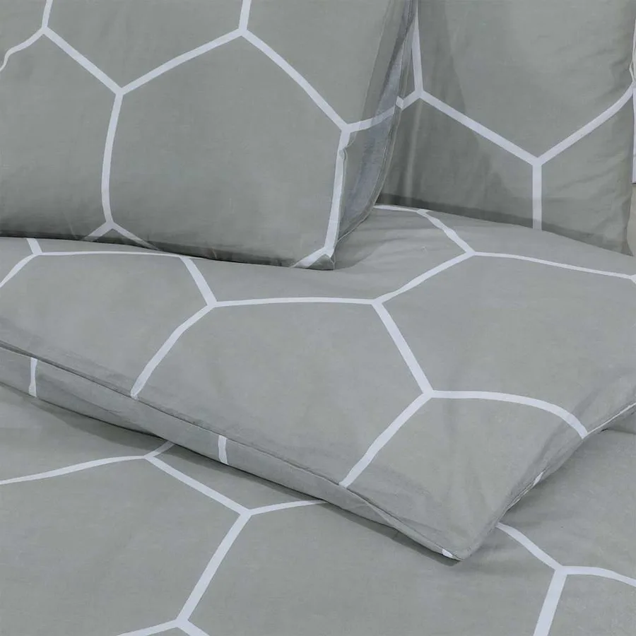 Ensemble de housse de couette Gris 135x200 cm Coton - 5