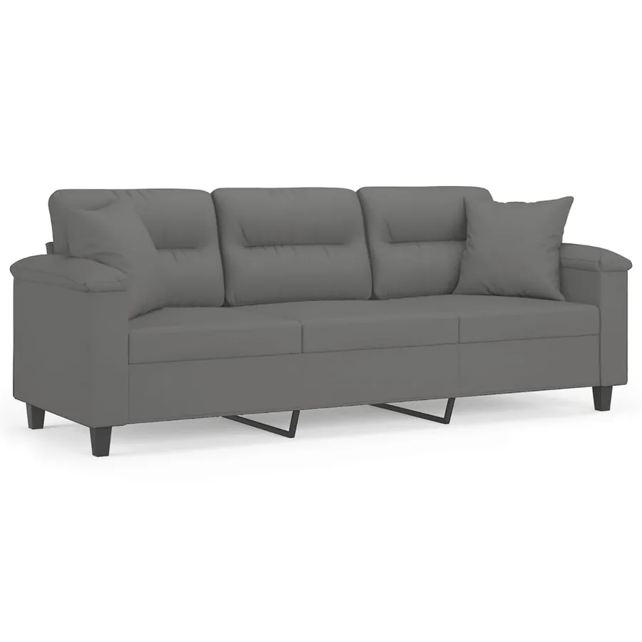 Canapé 3 places avec oreillers gris foncé 180 cm - 2