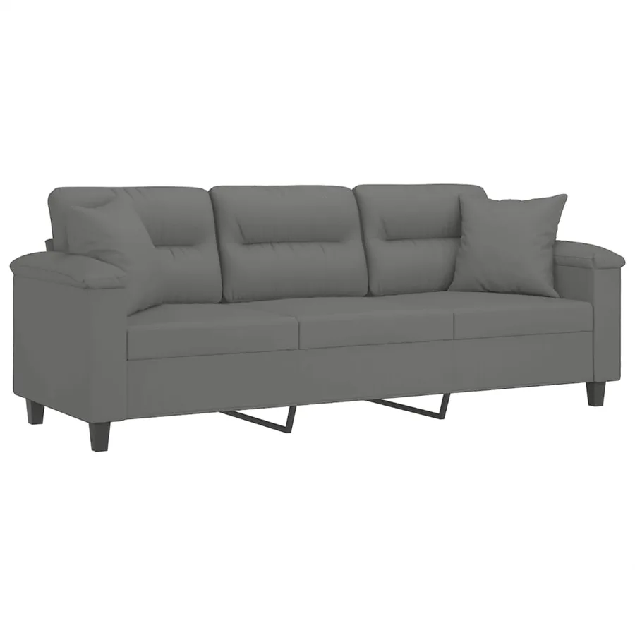 Canapé 3 places avec oreillers gris foncé 180 cm - 3