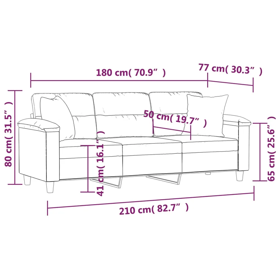 Canapé 3 places avec oreillers gris foncé 180 cm - 8