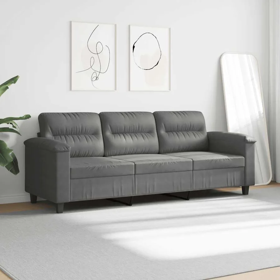 Canapé à 3 places Gris foncé 180 cm Tissu microfibre - 2