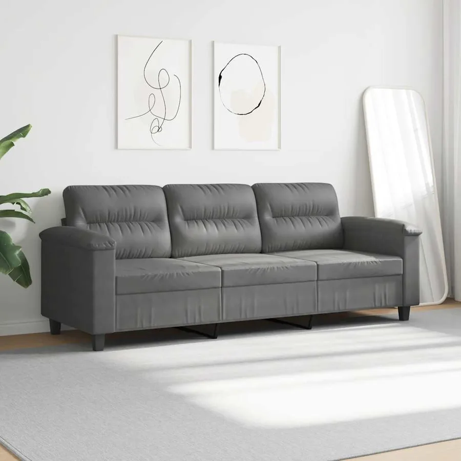 Canapé à 3 places Gris foncé 180 cm Tissu microfibre - 3