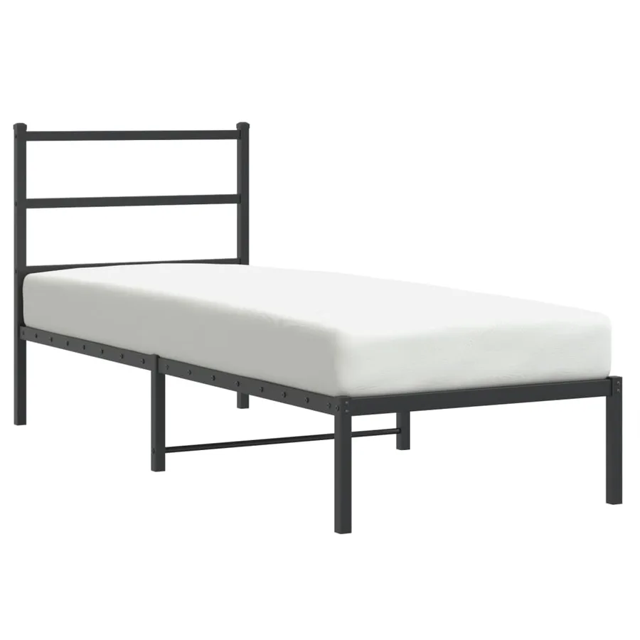 Cadre de lit métal sans matelas avec tête de lit noir 80x200 cm - 2