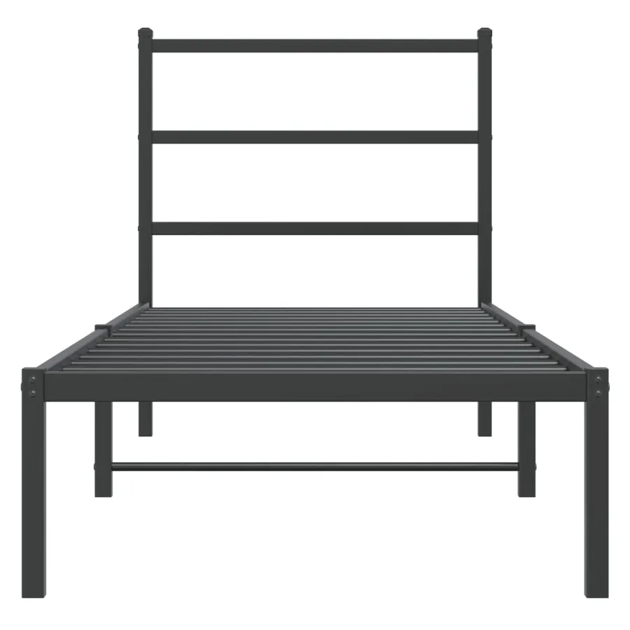 Cadre de lit métal sans matelas avec tête de lit noir 80x200 cm - 5