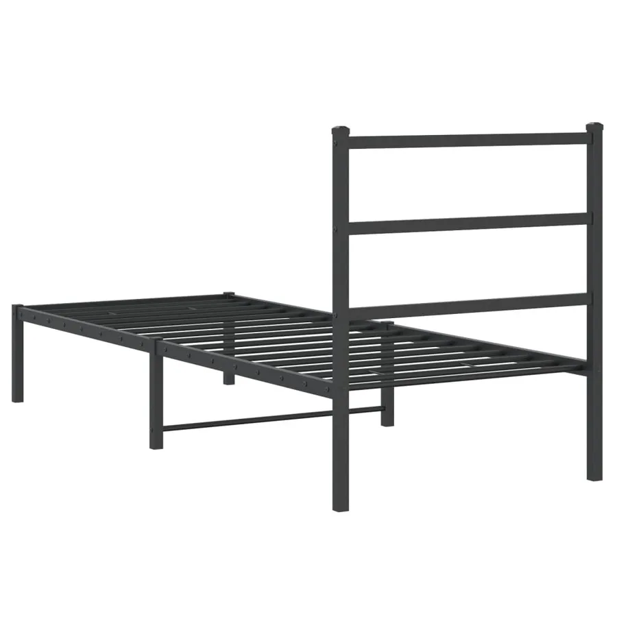 Cadre de lit métal sans matelas avec tête de lit noir 80x200 cm - 7