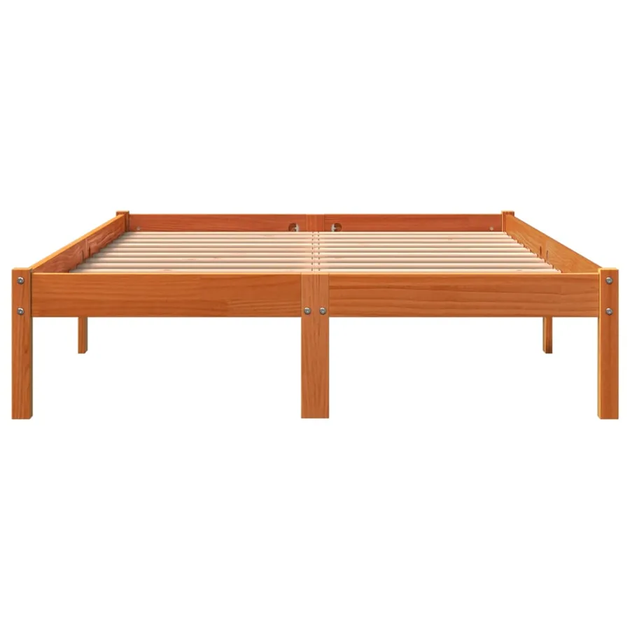 Cadre de lit sans matelas cire marron 120x190cm bois pin massif - 4