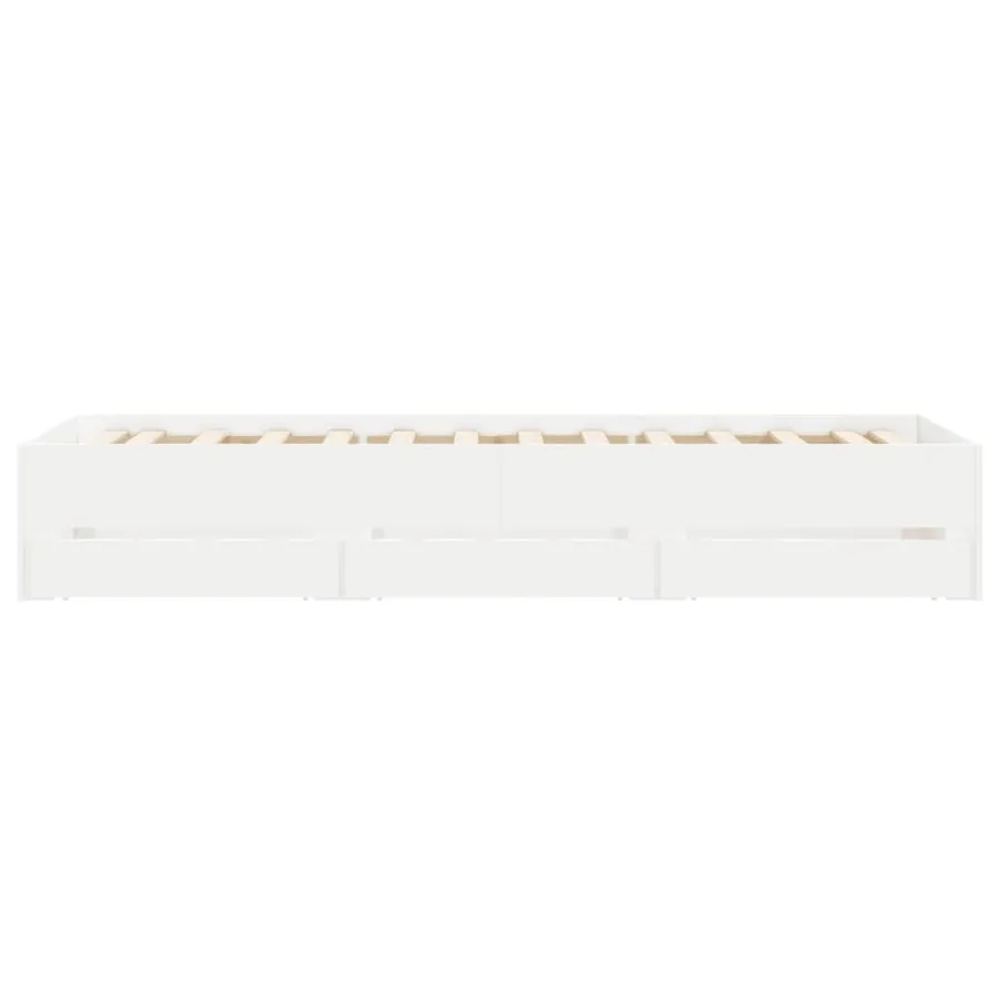 Cadre de lit avec tiroirs sans matelas blanc 100x200 cm - 7