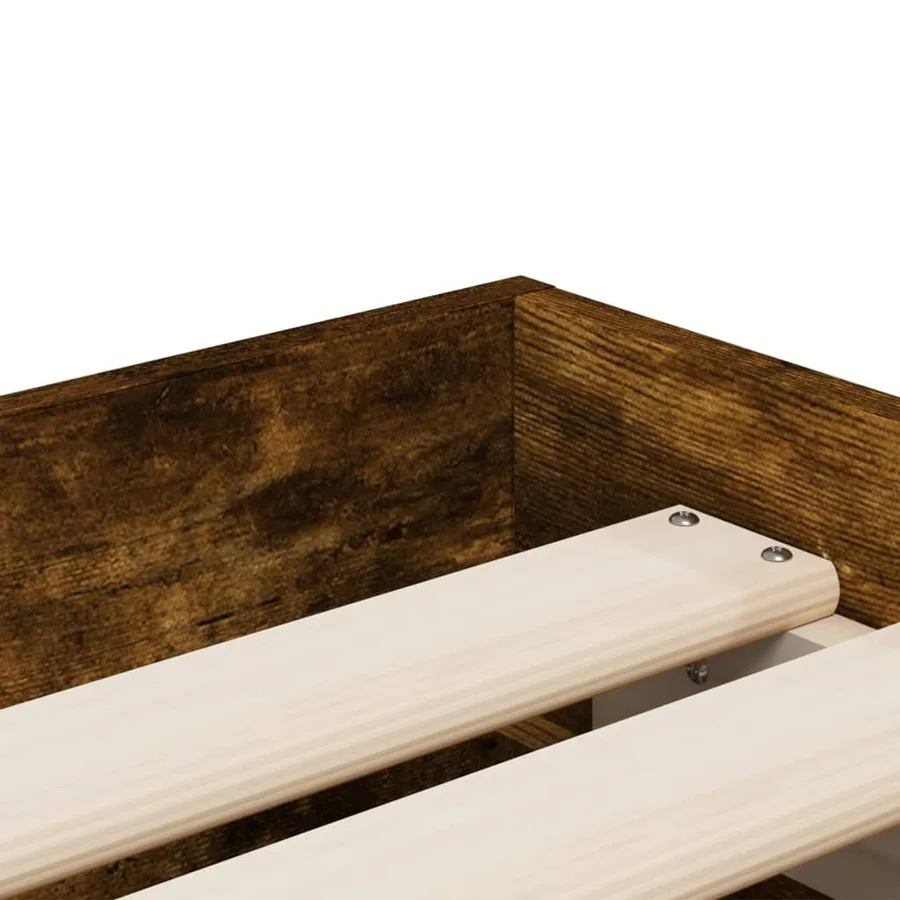 Cadre de lit avec tiroirs sans matelas chêne fumé 100x200 cm - 9