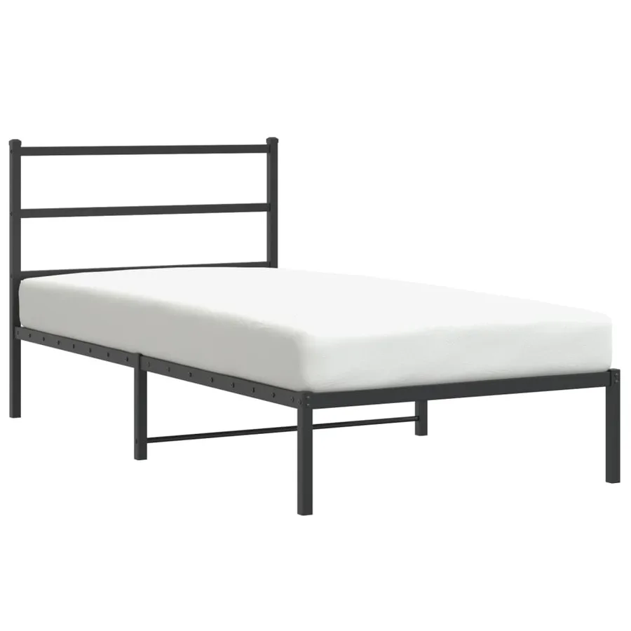 Cadre de lit métal sans matelas avec tête de lit noir 107x203cm - 2