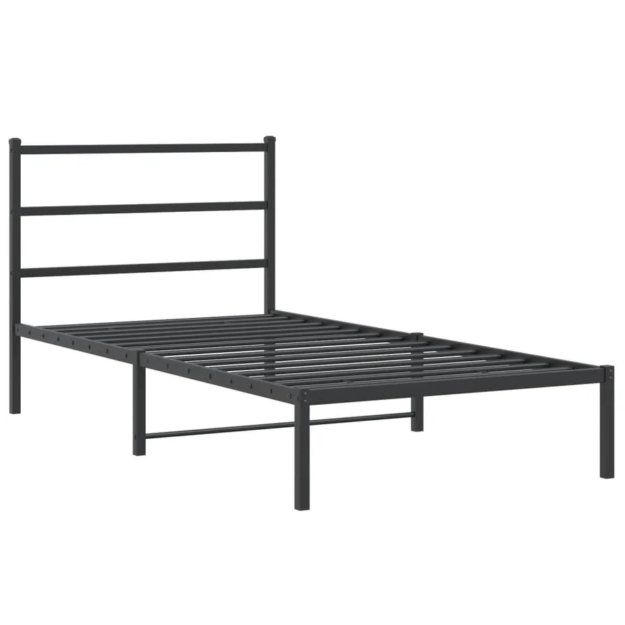 Cadre de lit métal sans matelas avec tête de lit noir 107x203cm - 3