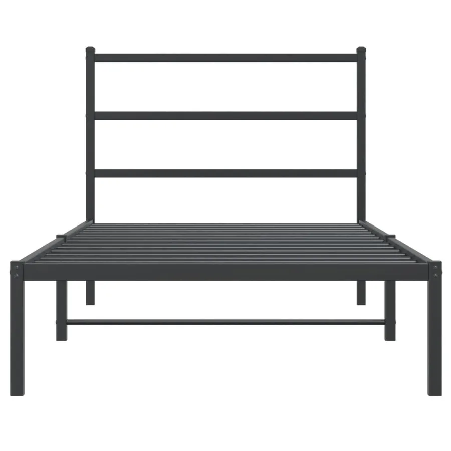 Cadre de lit métal sans matelas avec tête de lit noir 107x203cm - 5