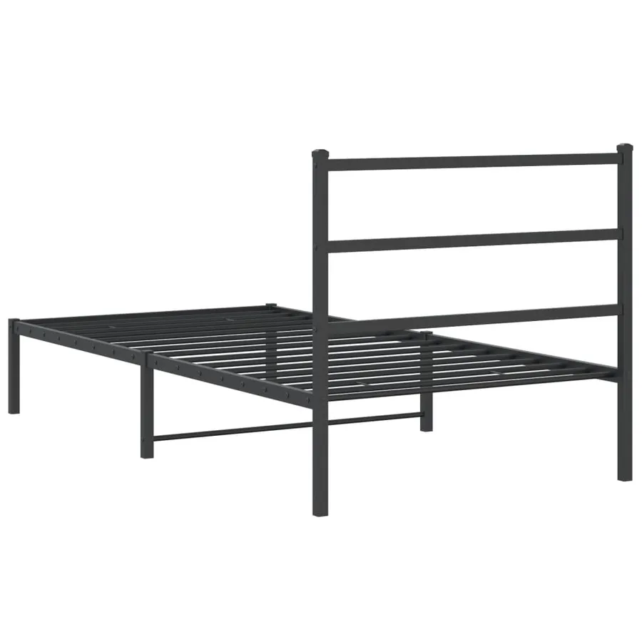 Cadre de lit métal sans matelas avec tête de lit noir 107x203cm - 7