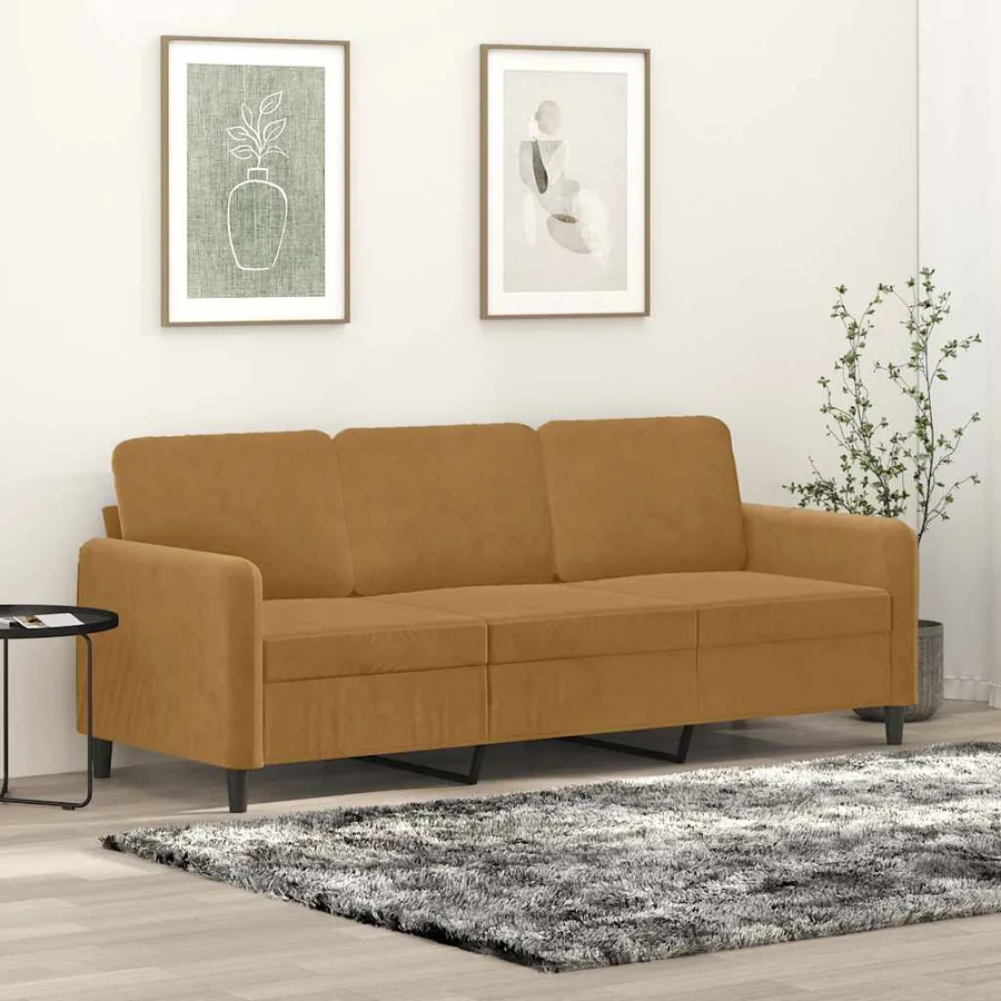 Canapé à 3 places Marron 180 cm Velours