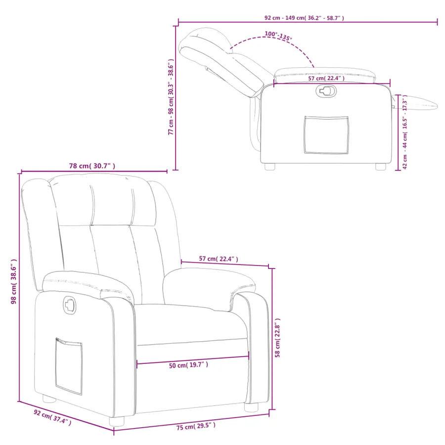 Fauteuil inclinable Marron Similicuir - 11