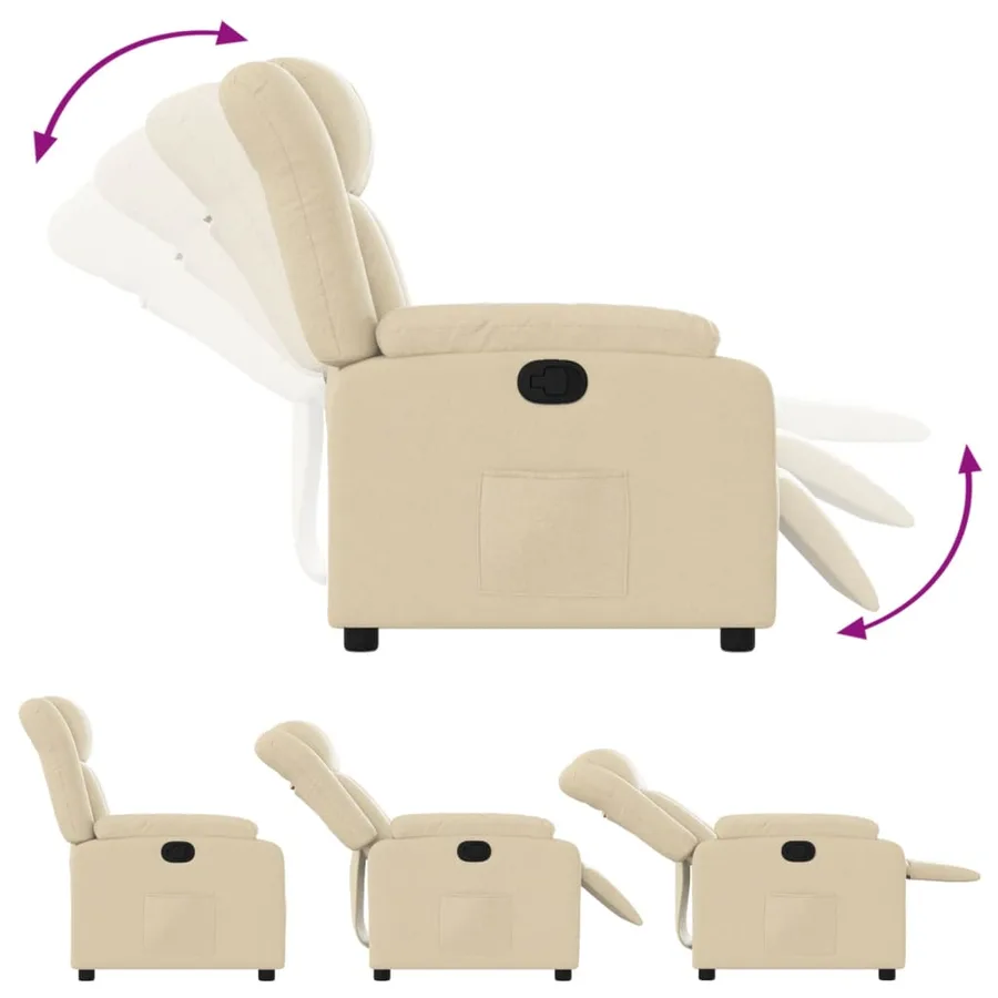 Fauteuil inclinable Crème Tissu - 4