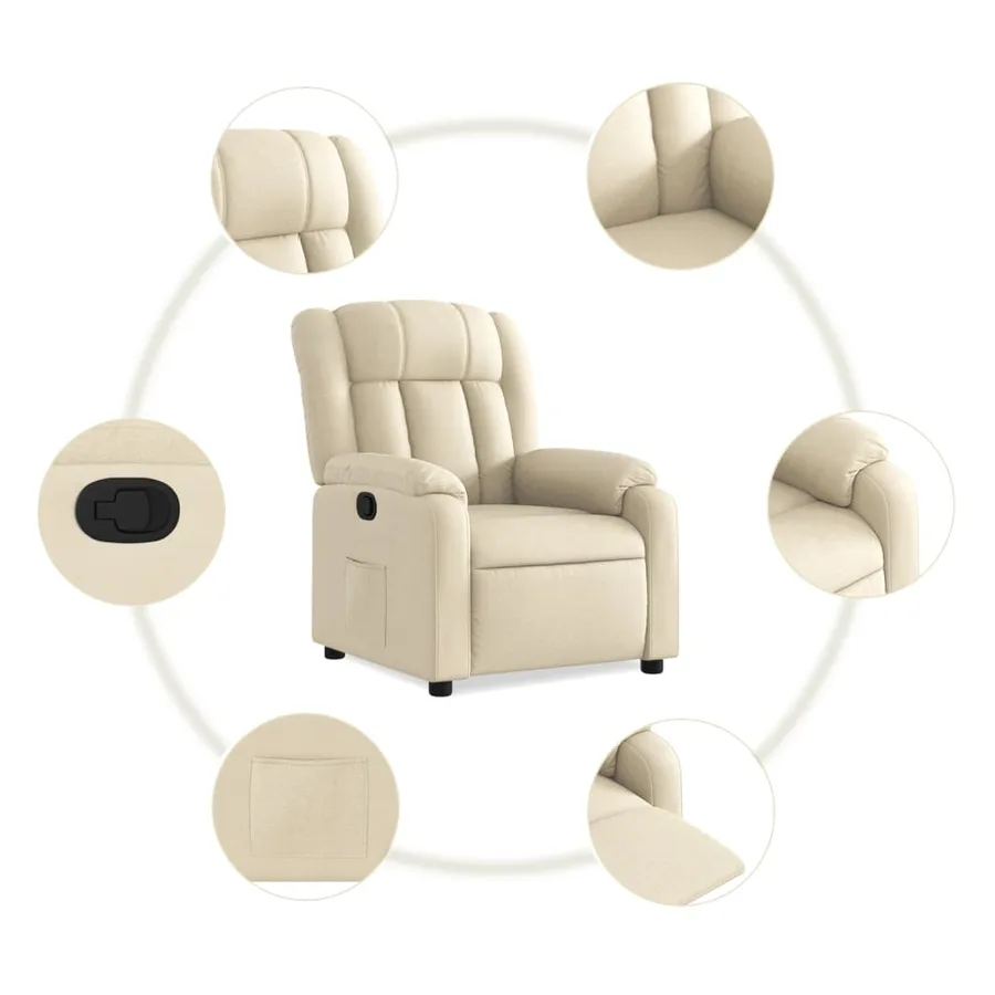Fauteuil inclinable Crème Tissu - 5
