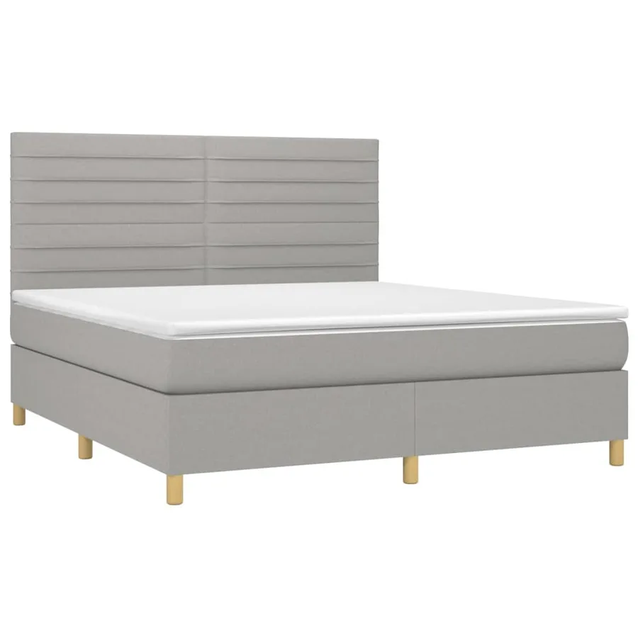 Sommier à lattes de lit matelas et LED Gris clair 160x200 cm - 3
