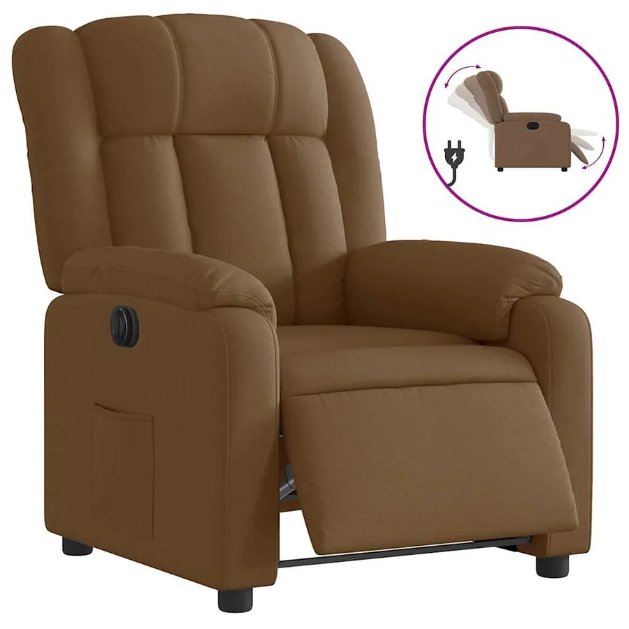 Fauteuil inclinable électrique Marron Tissu - 2